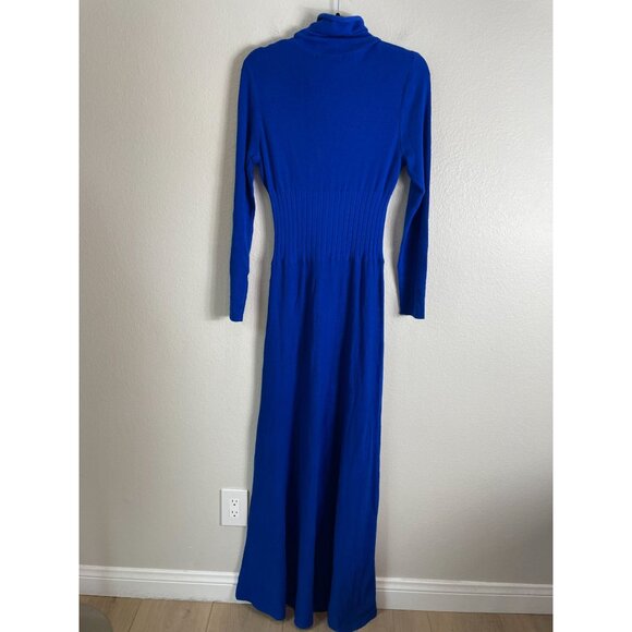NEW Fehaute Womens 6 Blue Turtleneck Long Sleeve Maxi Dress Wool Blend - Picture 8 of 11